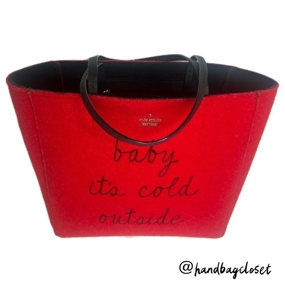 Kate Spade Baby It’s Its Cold Outside Red Wool Tote ⛄️❄️ Rare Bag